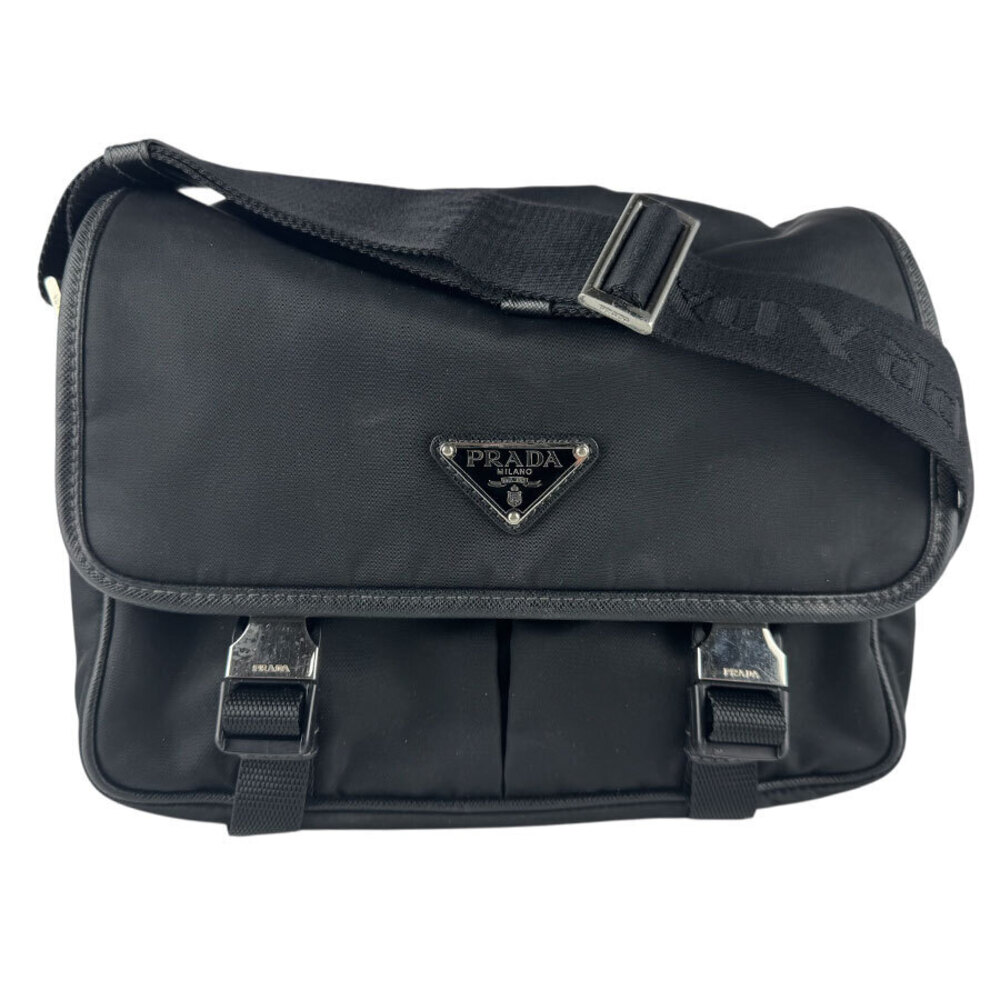 Prada Tessuto Saffiano Leather Shoulder Bag Black